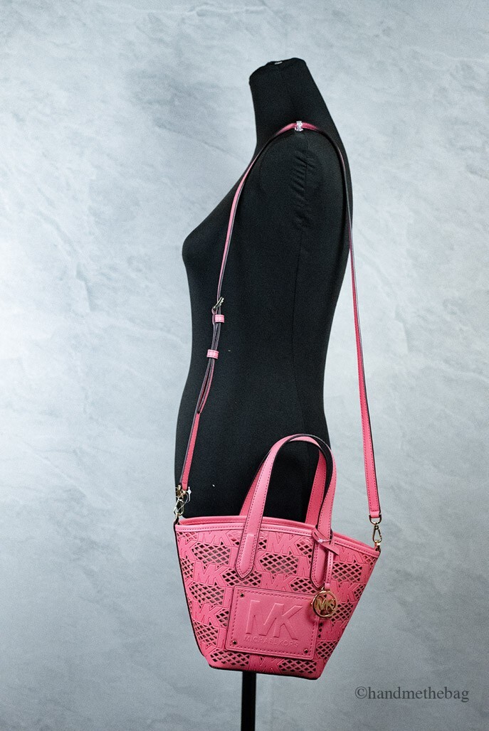 Michael Kors Kimber Small Tea Rose Leather 2-In-1 Zip Tote Messenger Bag Purse - Image 2