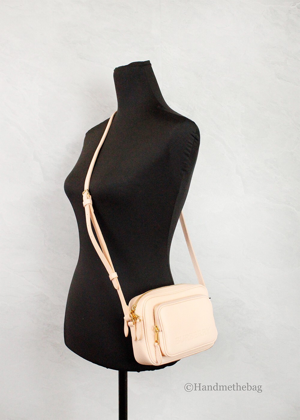 Burberry Small Branded Peach Pink Grainy Leather Camera Crossbody Bag - Image 2