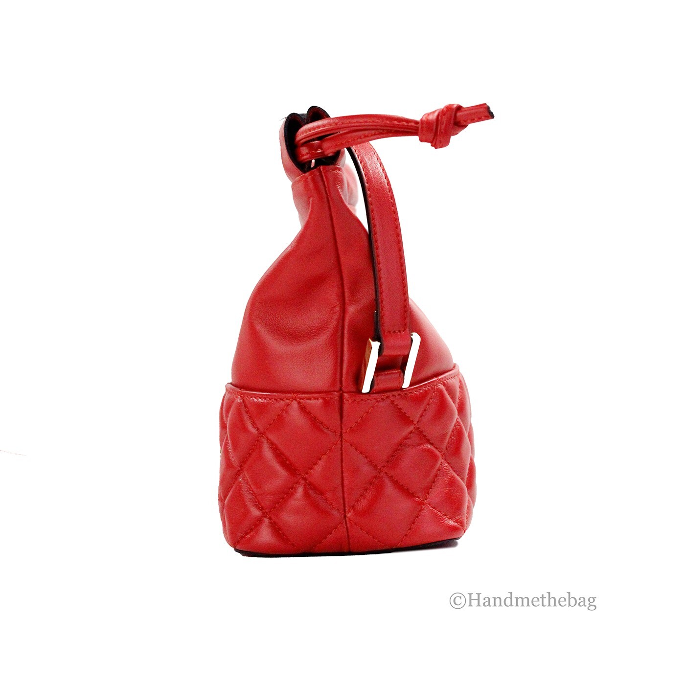 Versace Red Quilted Leather Drawstring Shoulder Bag Bucket Crossbody Handbag - Image 4
