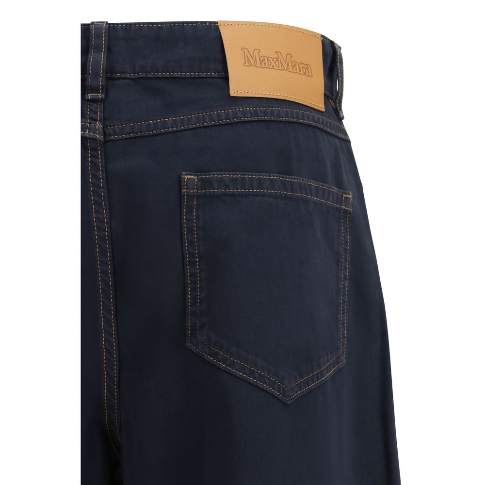 Max Mara Blue Cotton Casual Pants - Image 3