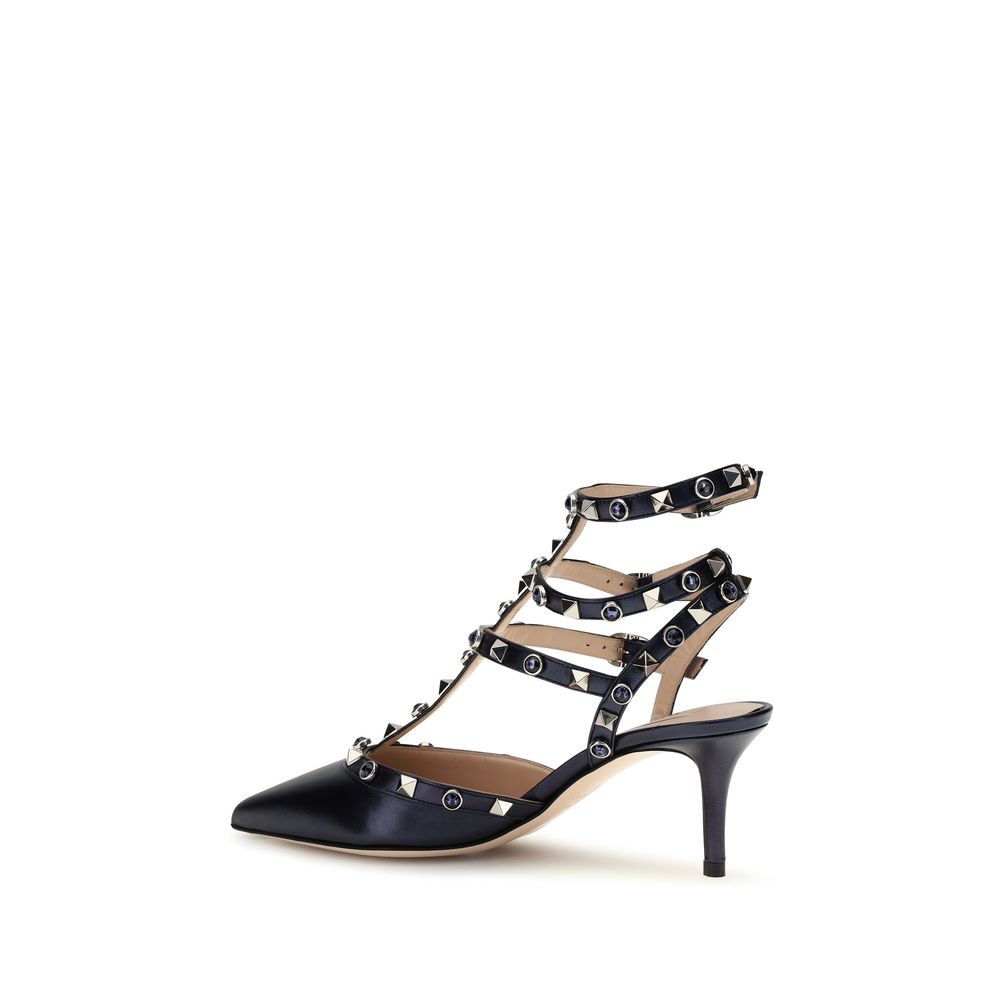 Valentino Garavani Blue Calf Leather Bos Taurus High Heel Pumps - Image 2