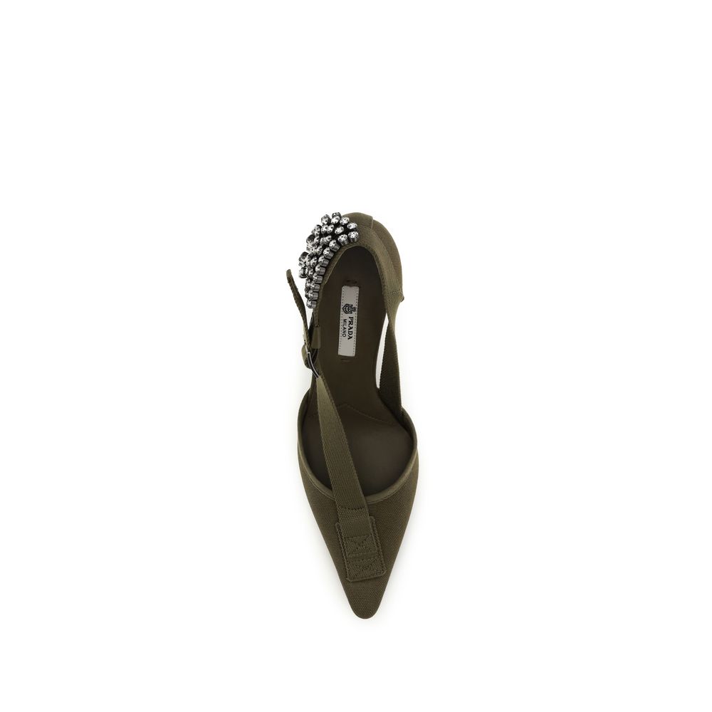 Prada Bicolor Cotton High Heel Pumps - Image 4
