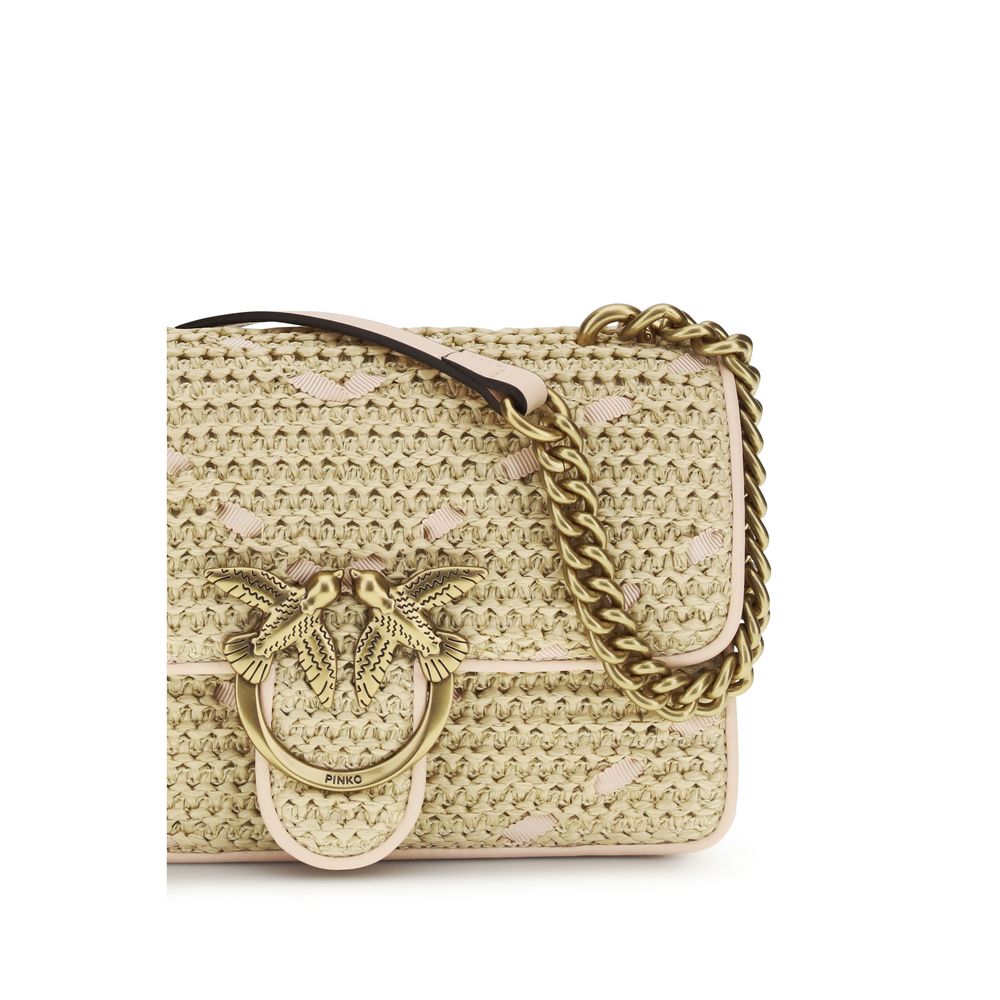PINKO Beige Raffia Shoulder Bag - Image 4