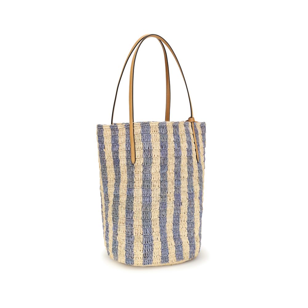 Valentino Garavani Blue Raffia Backet Bag - Image 3