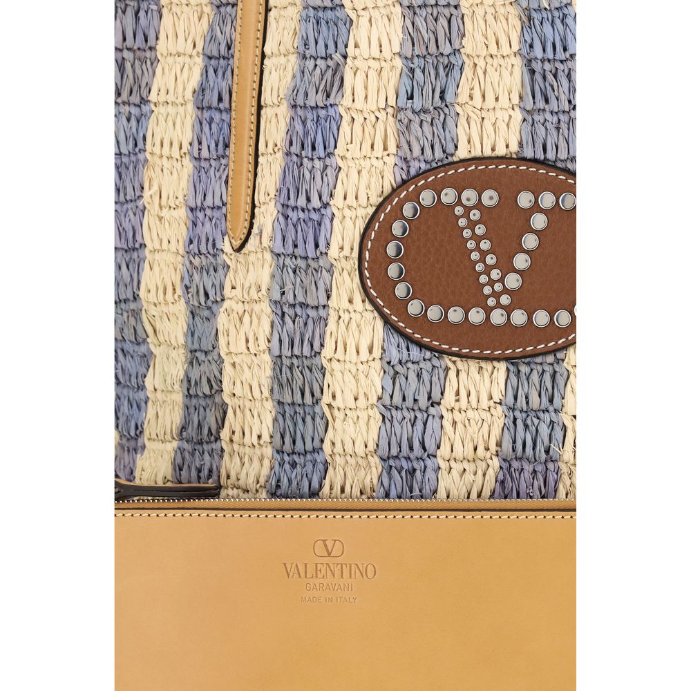 Valentino Garavani Blue Raffia Backet Bag - Image 4