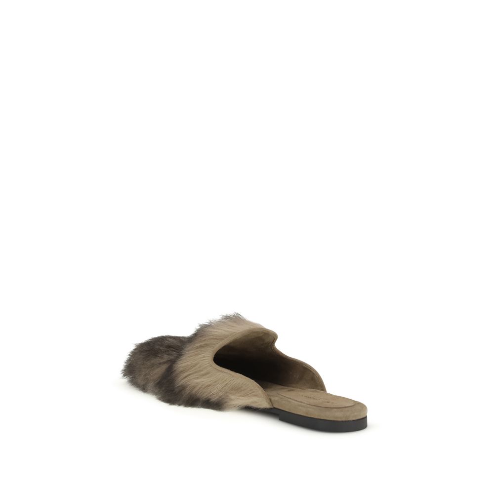 Dolce & Gabbana Gray Lamb Ovis Aries Aries Mules - Image 3