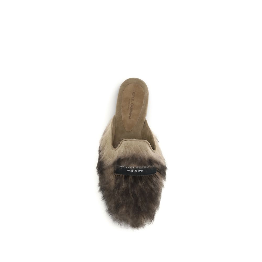 Dolce & Gabbana Gray Lamb Ovis Aries Aries Mules - Image 4