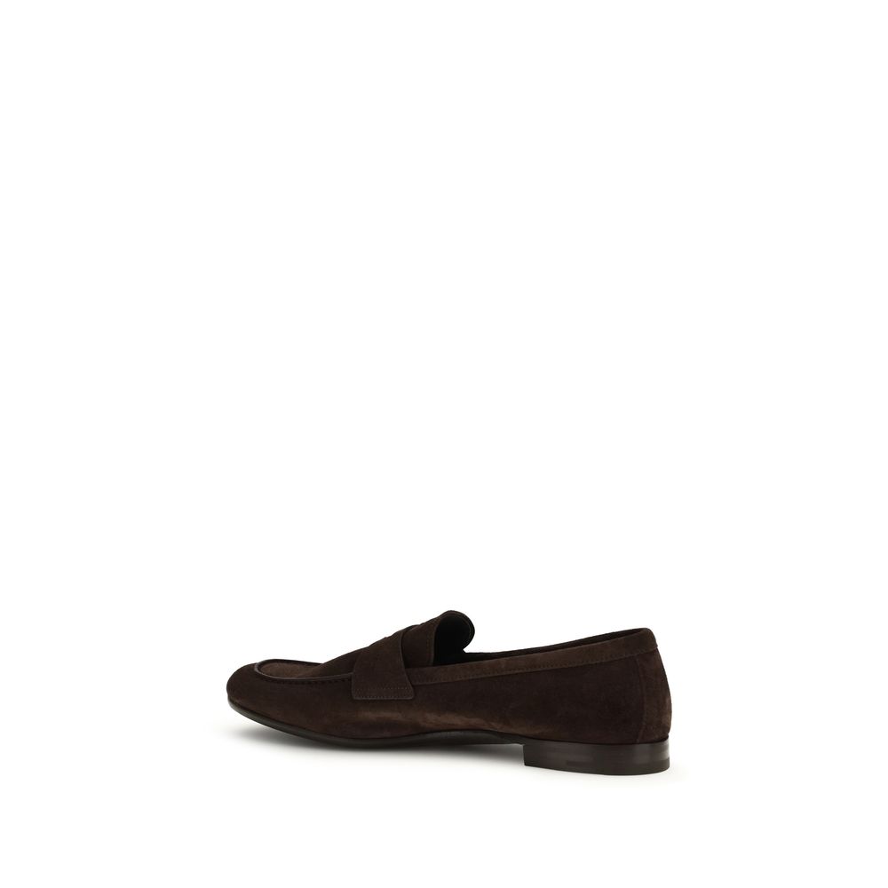 Prada Brown Calf Leather Bos Taurus Slip-On Loafers - Image 3