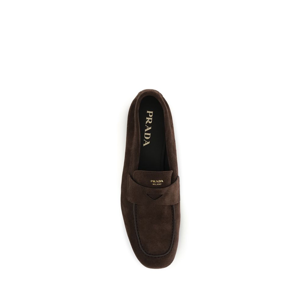 Prada Brown Calf Leather Bos Taurus Slip-On Loafers - Image 4