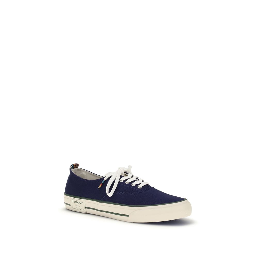 Barbour Blue Cotton Low Top Sneakers - Image 2