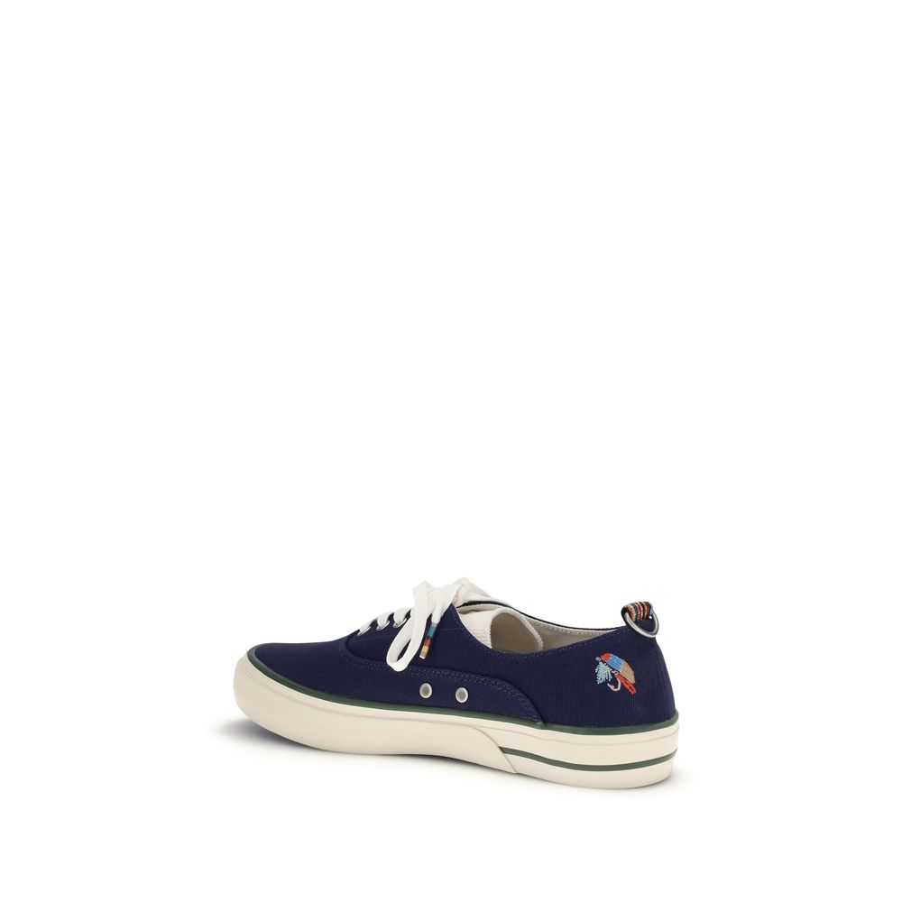 Barbour Blue Cotton Low Top Sneakers - Image 3