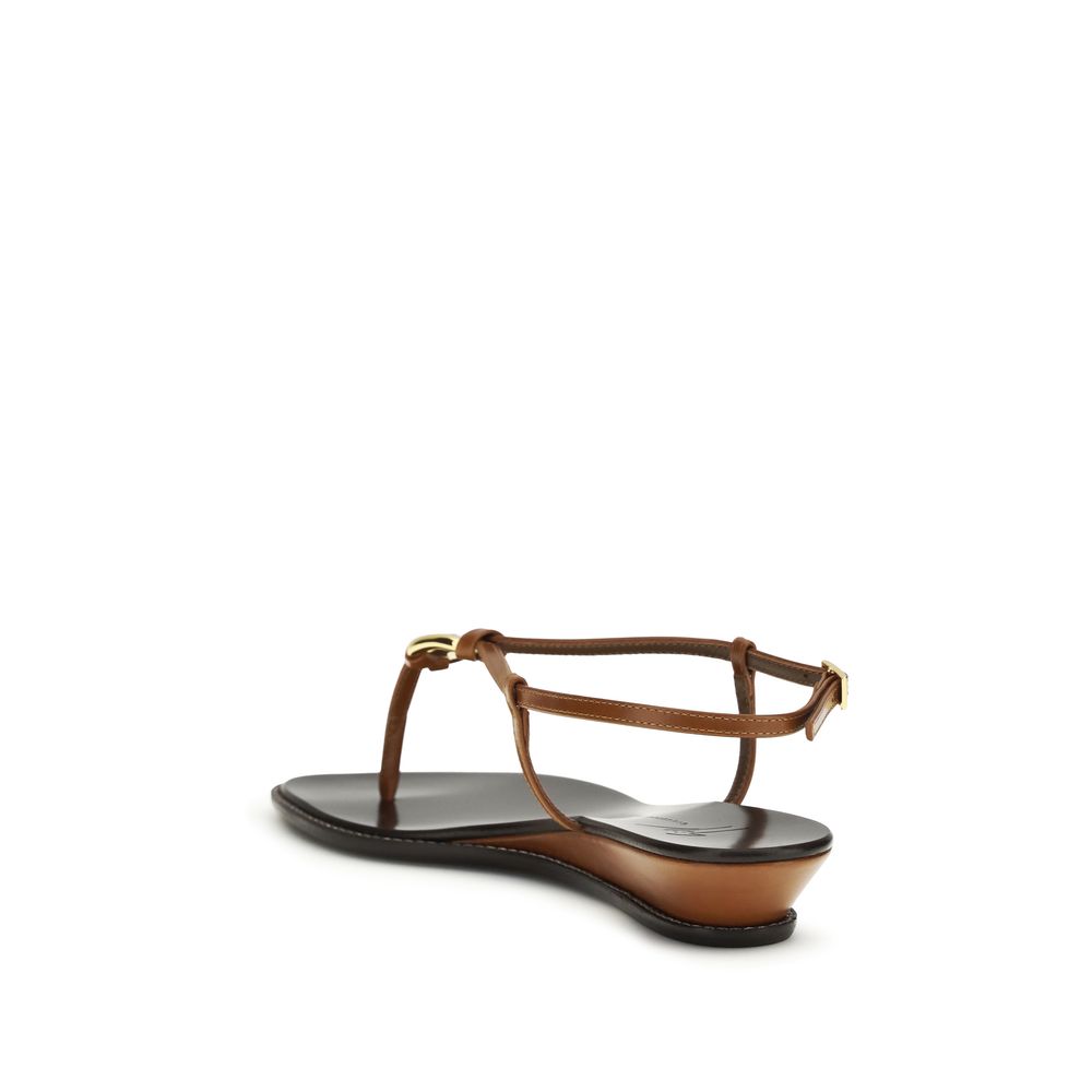 Giuseppe Zanotti Brown Calf Leather Bos Taurus Wedge Sandals - Image 3