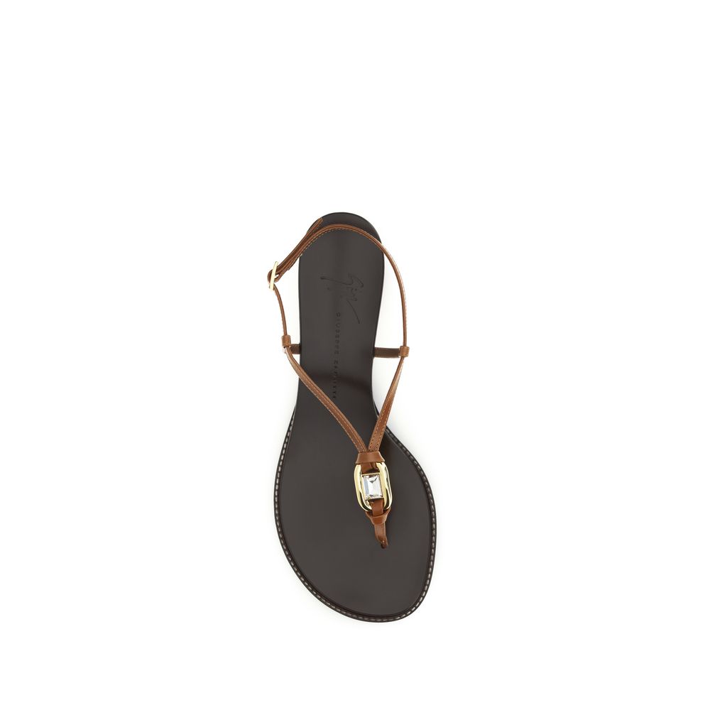 Giuseppe Zanotti Brown Calf Leather Bos Taurus Wedge Sandals - Image 4