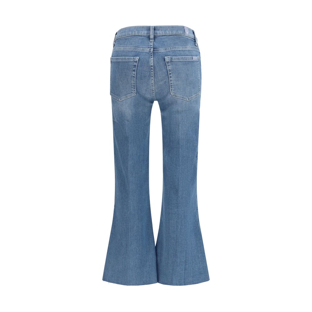 7FOR Blue Cotton Flared Jeans - Image 2