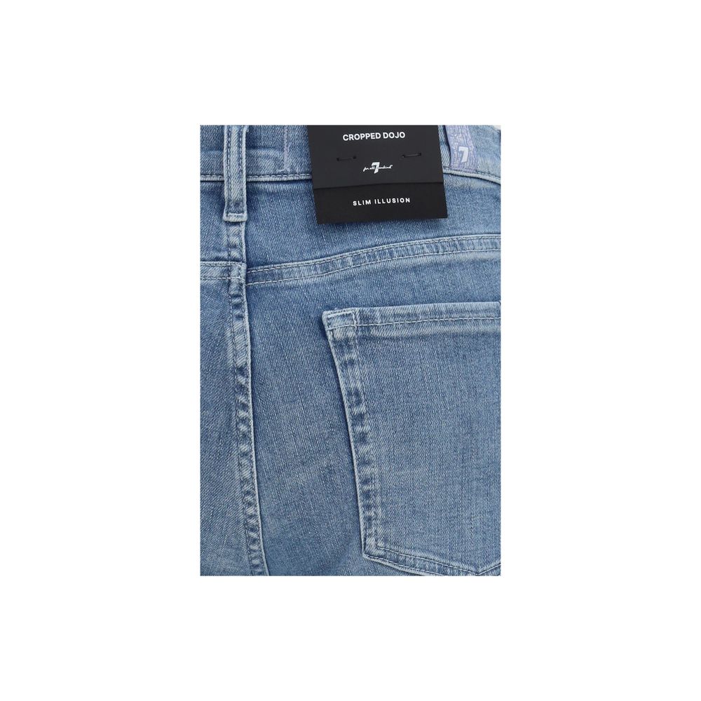 7FOR Blue Cotton Flared Jeans - Image 3