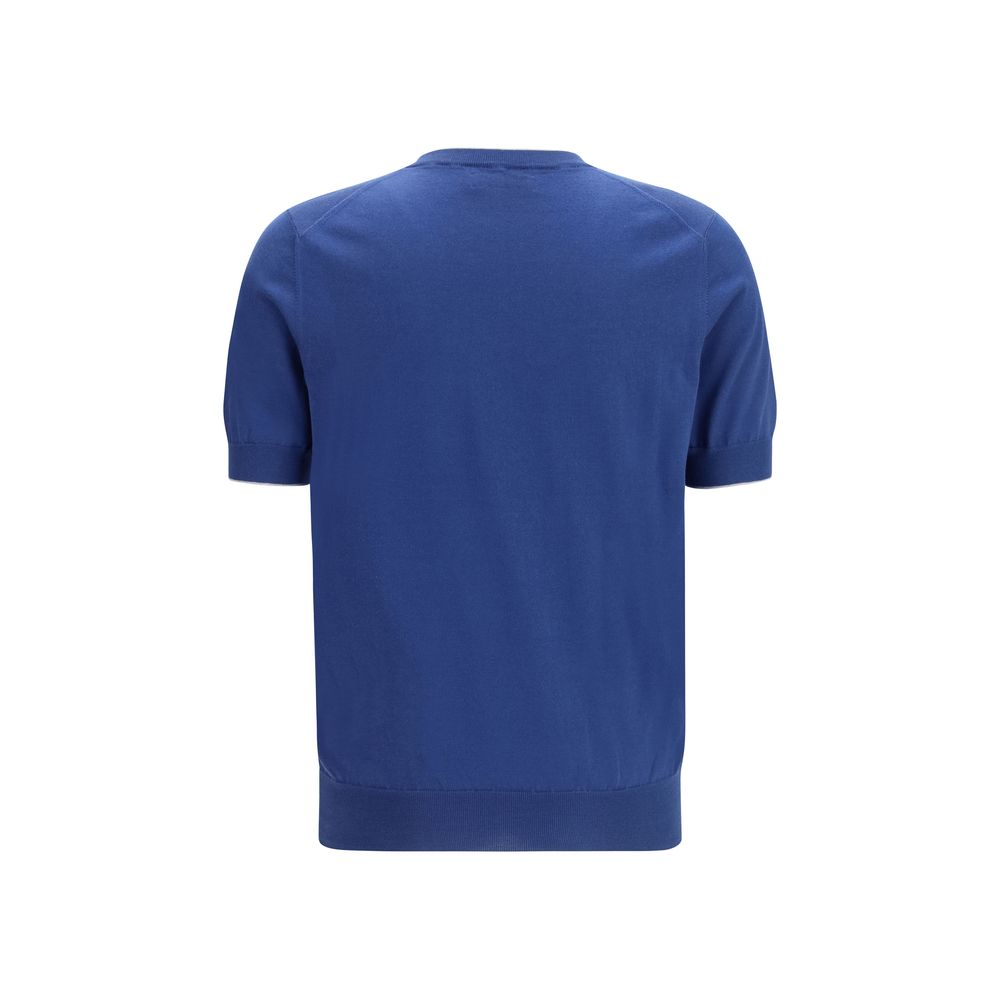 Brunello Cucinelli Blue Cotton T-Shirt - Image 2