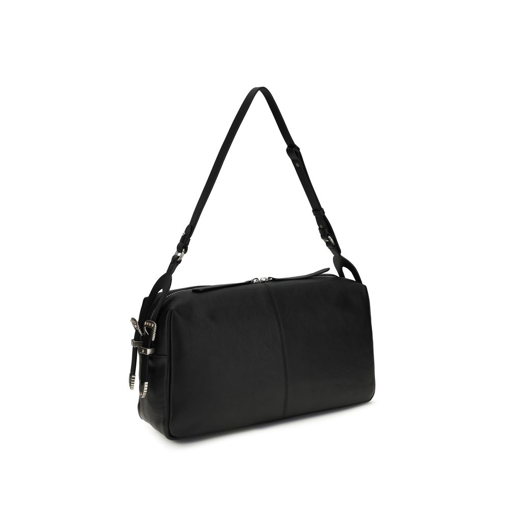 PINKO Black Calf Leather Bos Taurus Shoulder Bag - Image 3