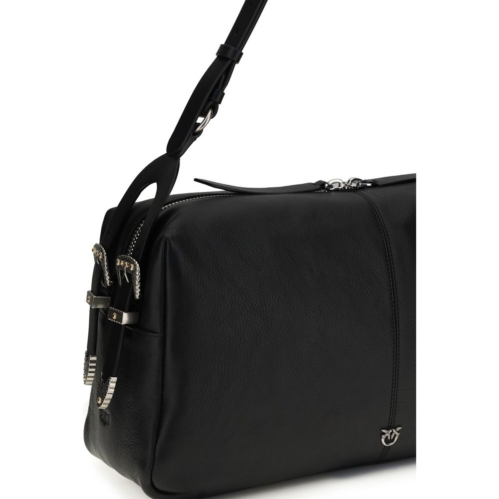 PINKO Black Calf Leather Bos Taurus Shoulder Bag - Image 4