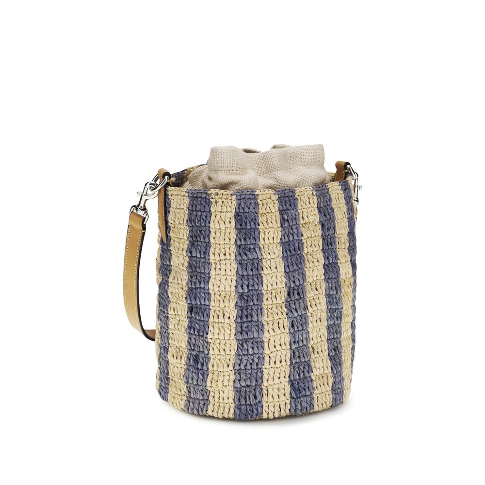 Valentino Garavani Blue Raffia Backet Bag - Image 3