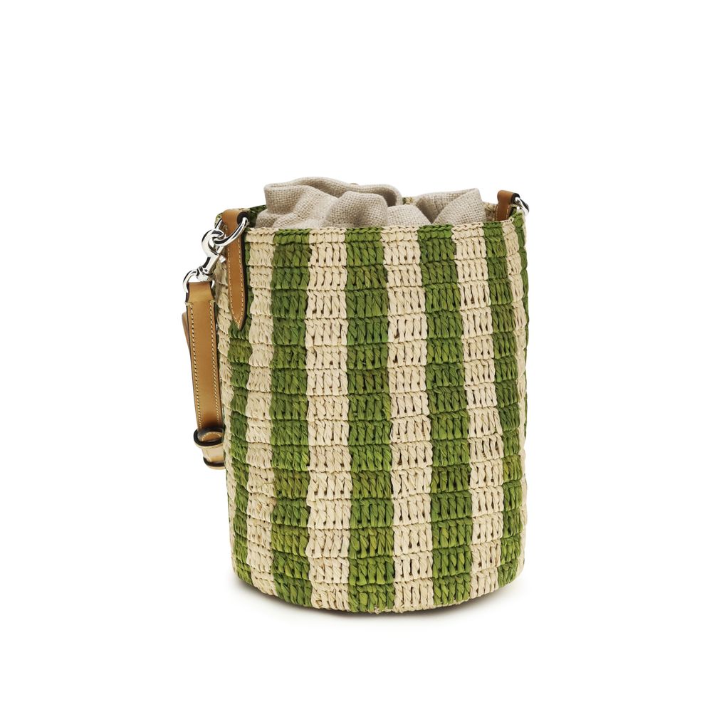 Valentino Garavani Bicolor Raffia Backet Bag - Image 3