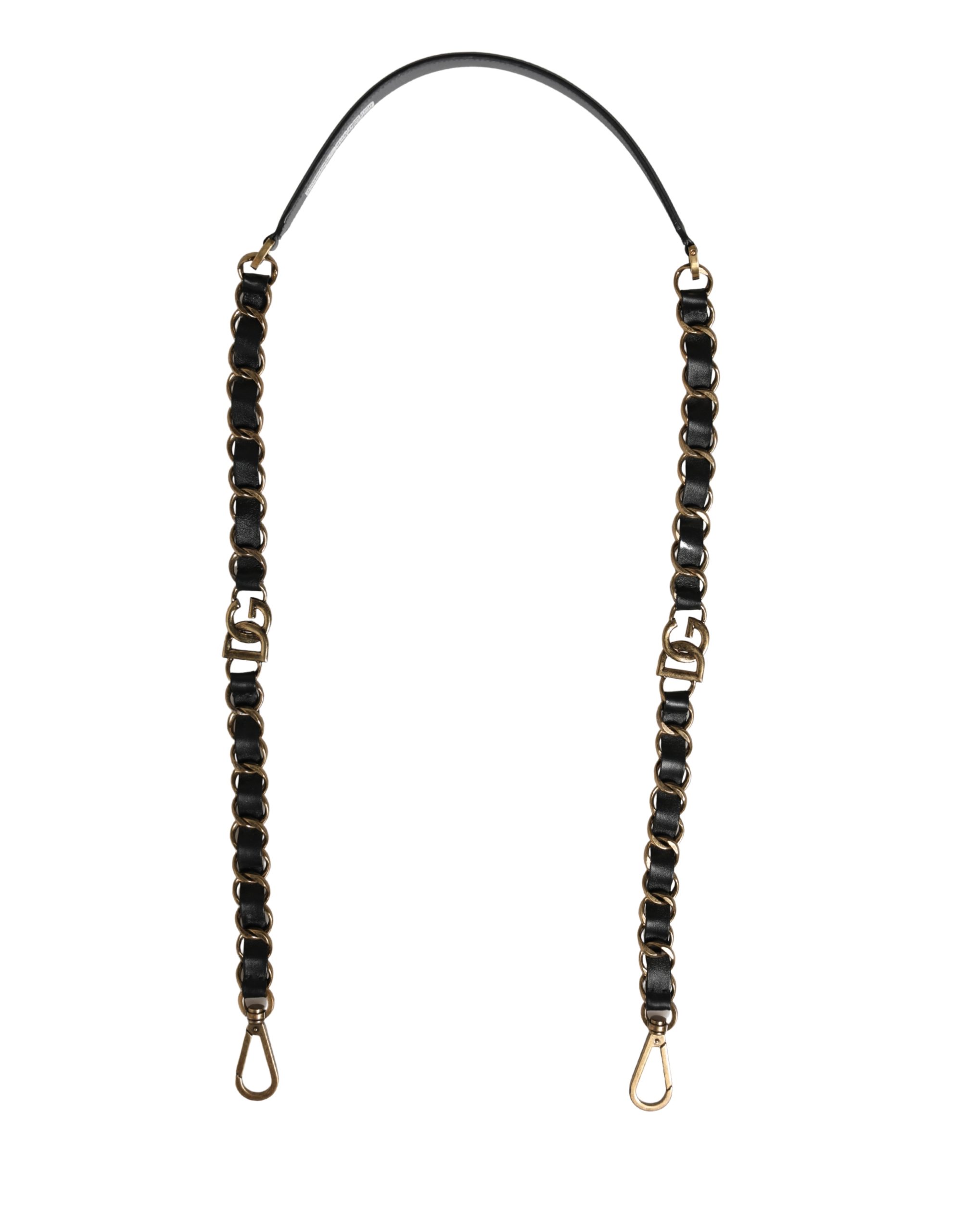 Dolce & Gabbana Black Leather Gold Chain Bag Accessory Shoulder Strap - Image 2