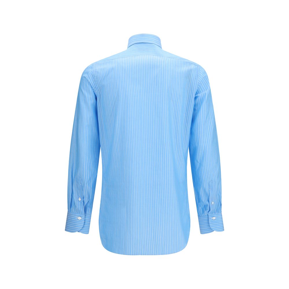 Finamore Blue Cotton Pattern Shirt - Image 2