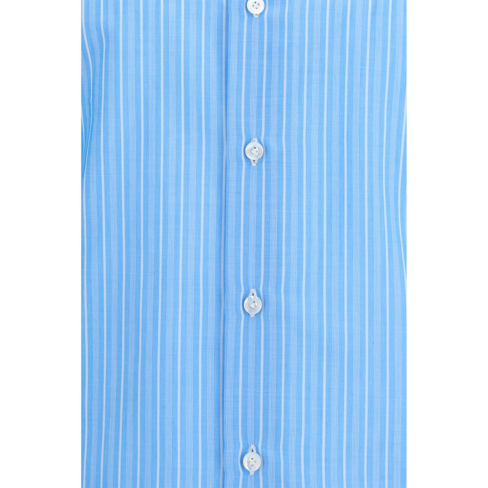 Finamore Blue Cotton Pattern Shirt - Image 3