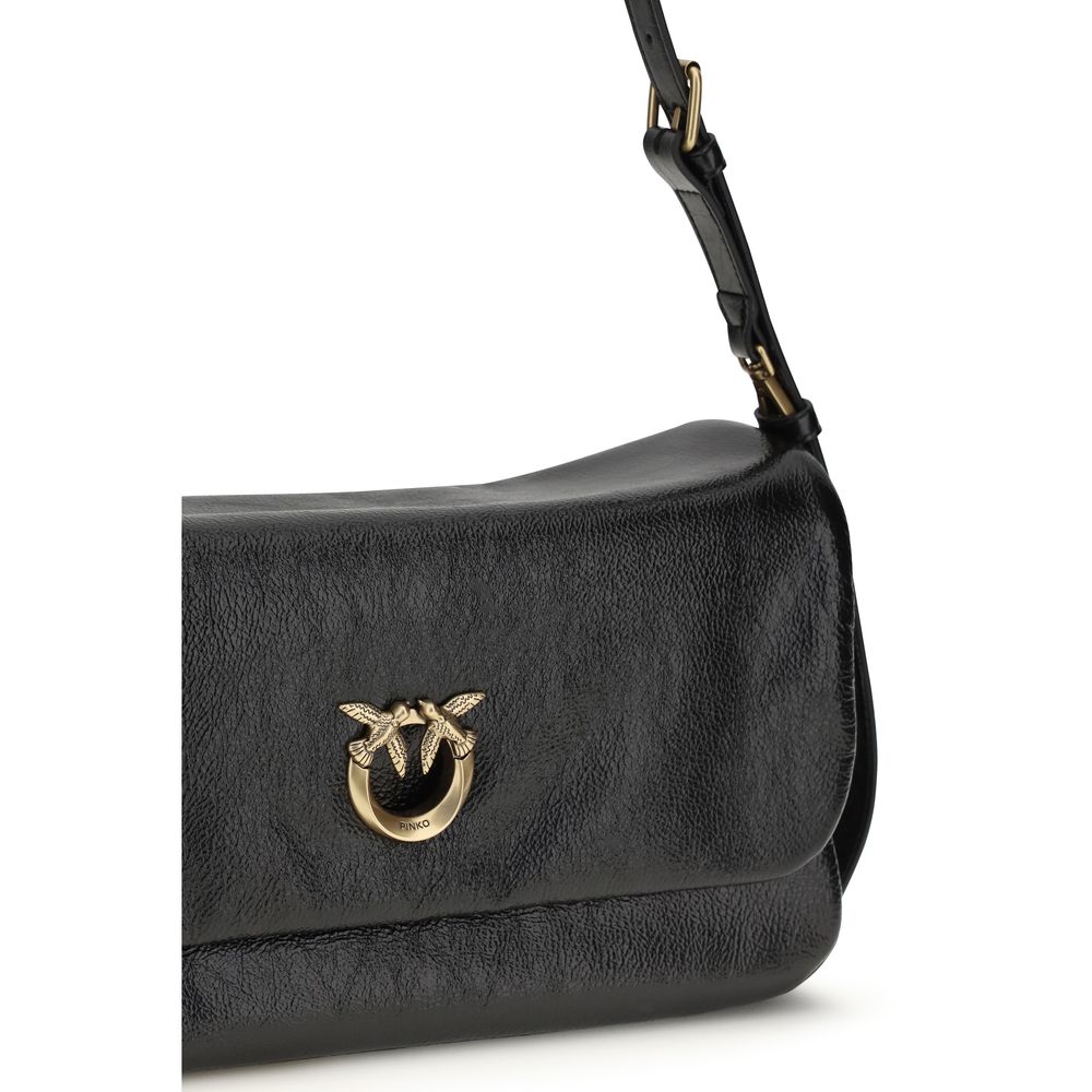 PINKO Black Calf Leather Bos Taurus Shoulder Bag - Image 4
