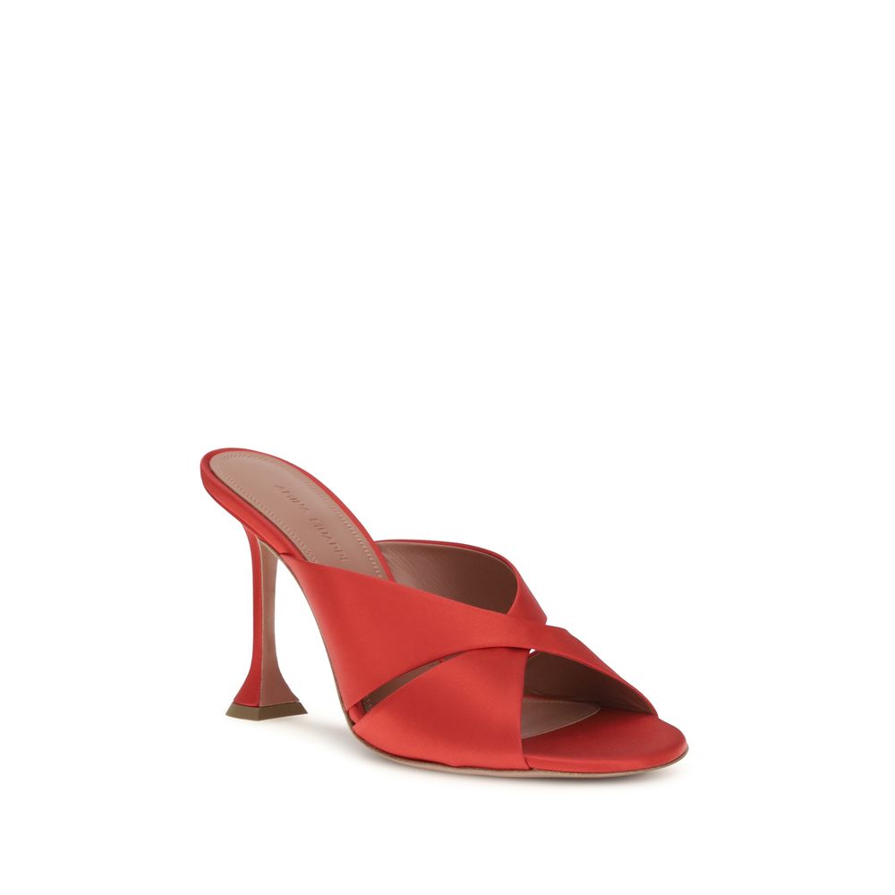 Amina Muaddi Multicolor Silk Stiletto Heel Sandals - Image 2