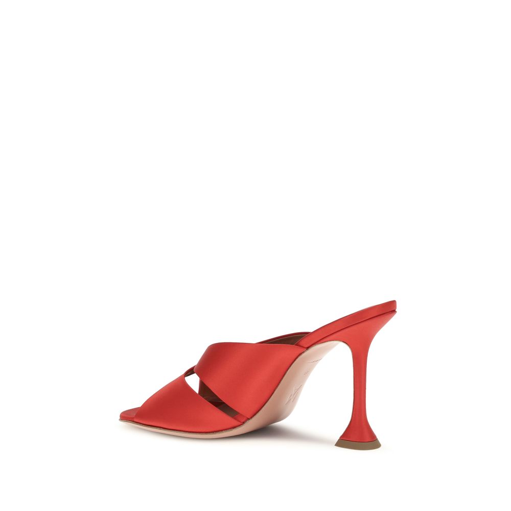Amina Muaddi Multicolor Silk Stiletto Heel Sandals - Image 3