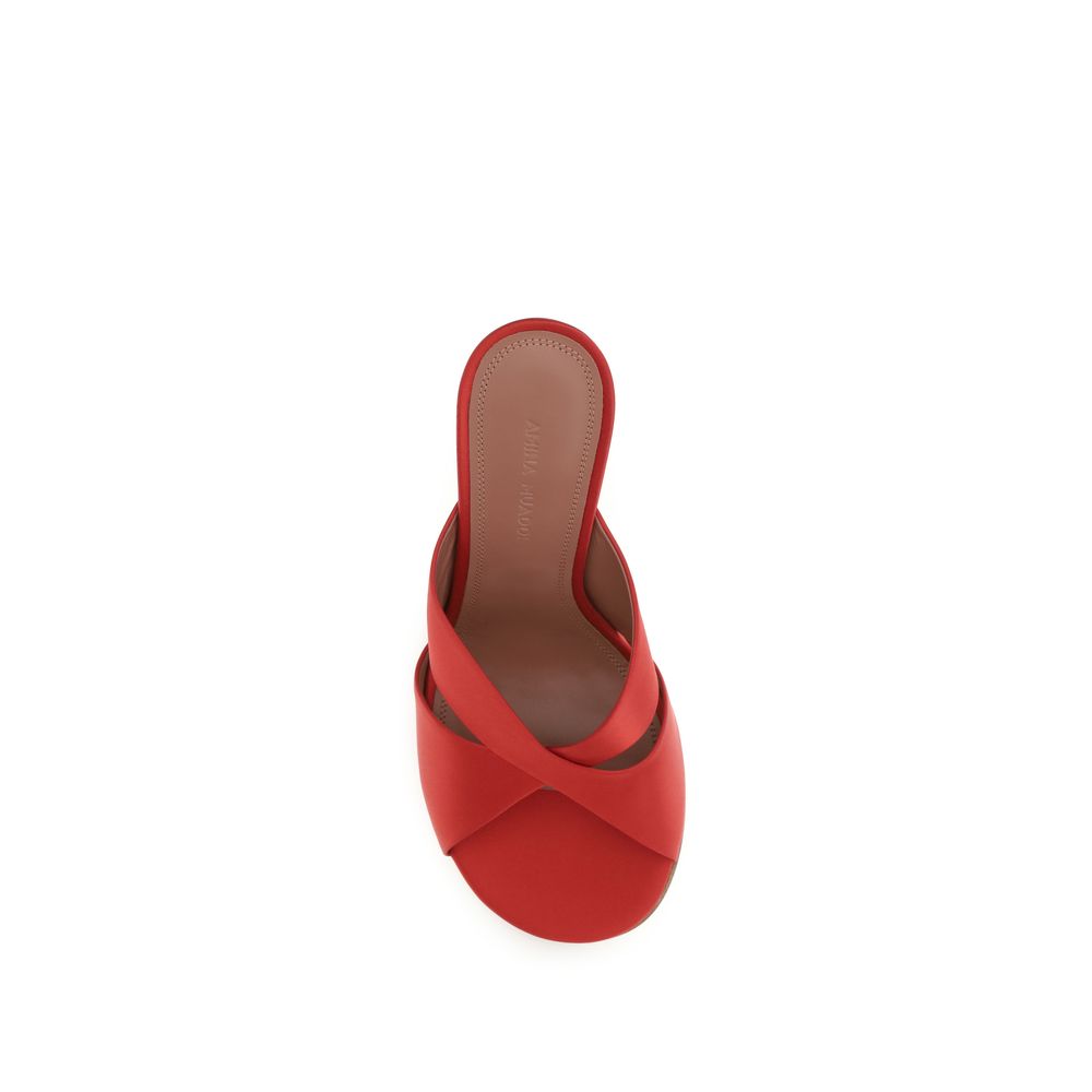 Amina Muaddi Multicolor Silk Stiletto Heel Sandals - Image 4