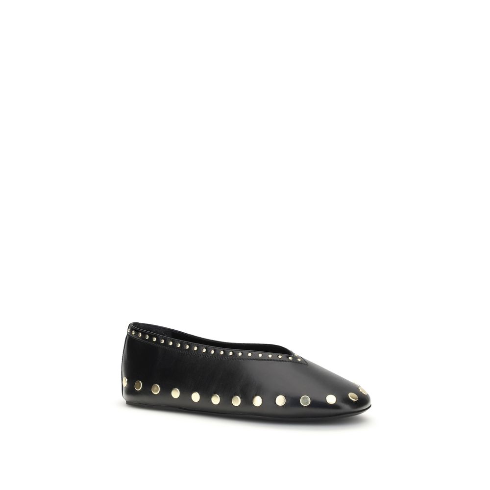 Ganni Black Polyurethane Ballet Flats - Image 2