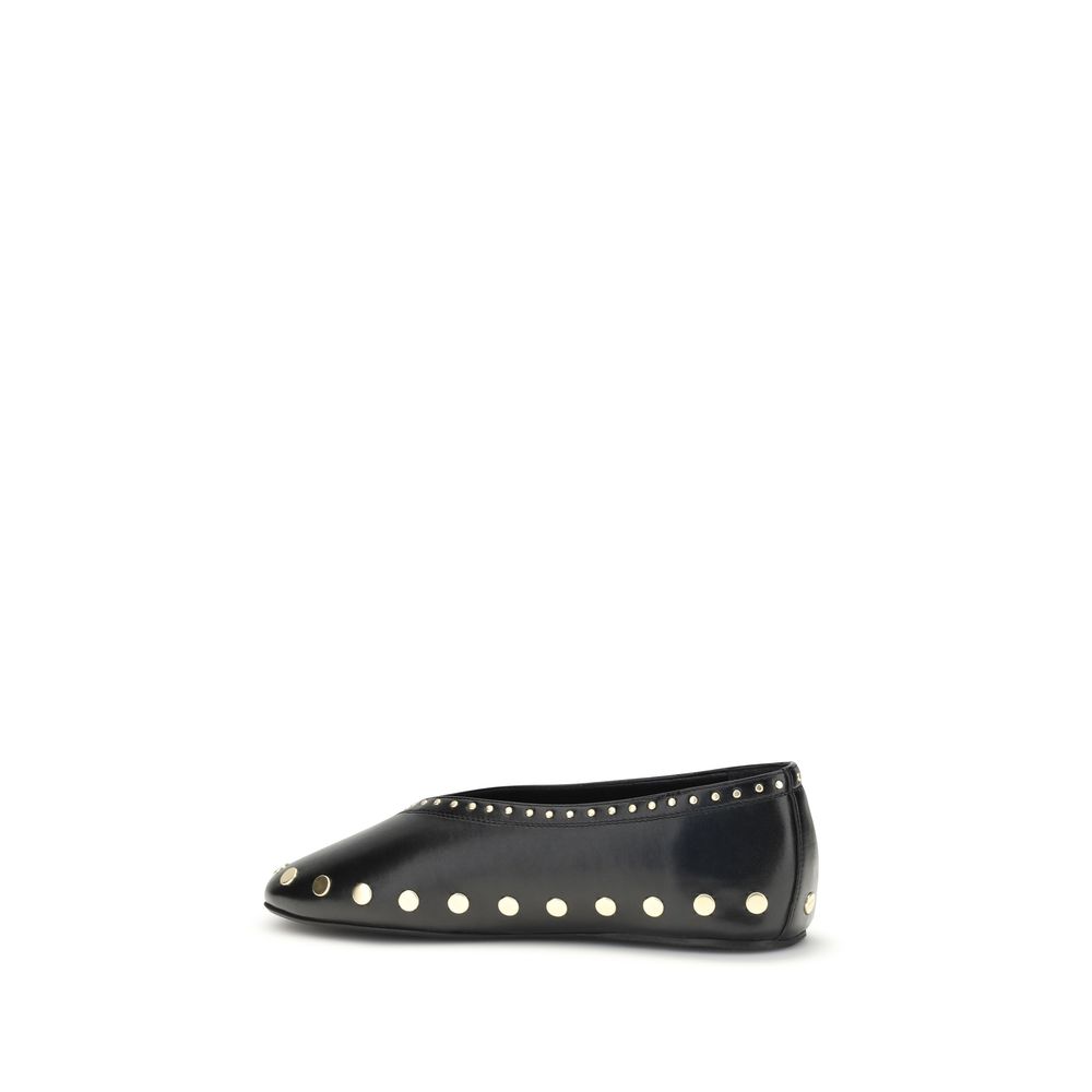 Ganni Black Polyurethane Ballet Flats - Image 3