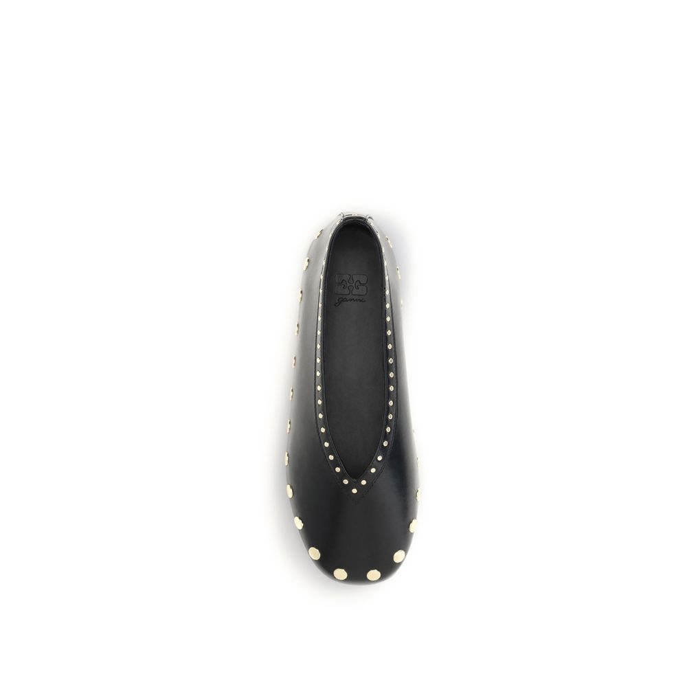 Ganni Black Polyurethane Ballet Flats - Image 4