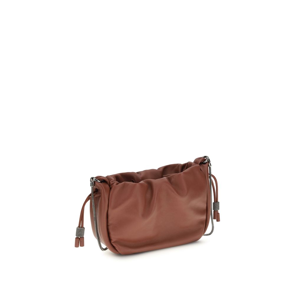 Brunello Cucinelli Brown Calf Leather Bos Taurus Shoulder Bag - Image 3