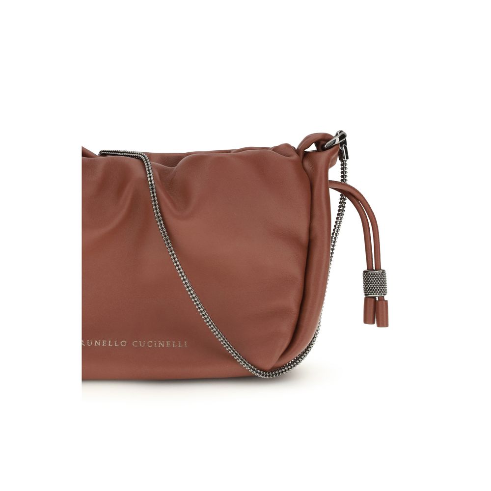 Brunello Cucinelli Brown Calf Leather Bos Taurus Shoulder Bag - Image 4