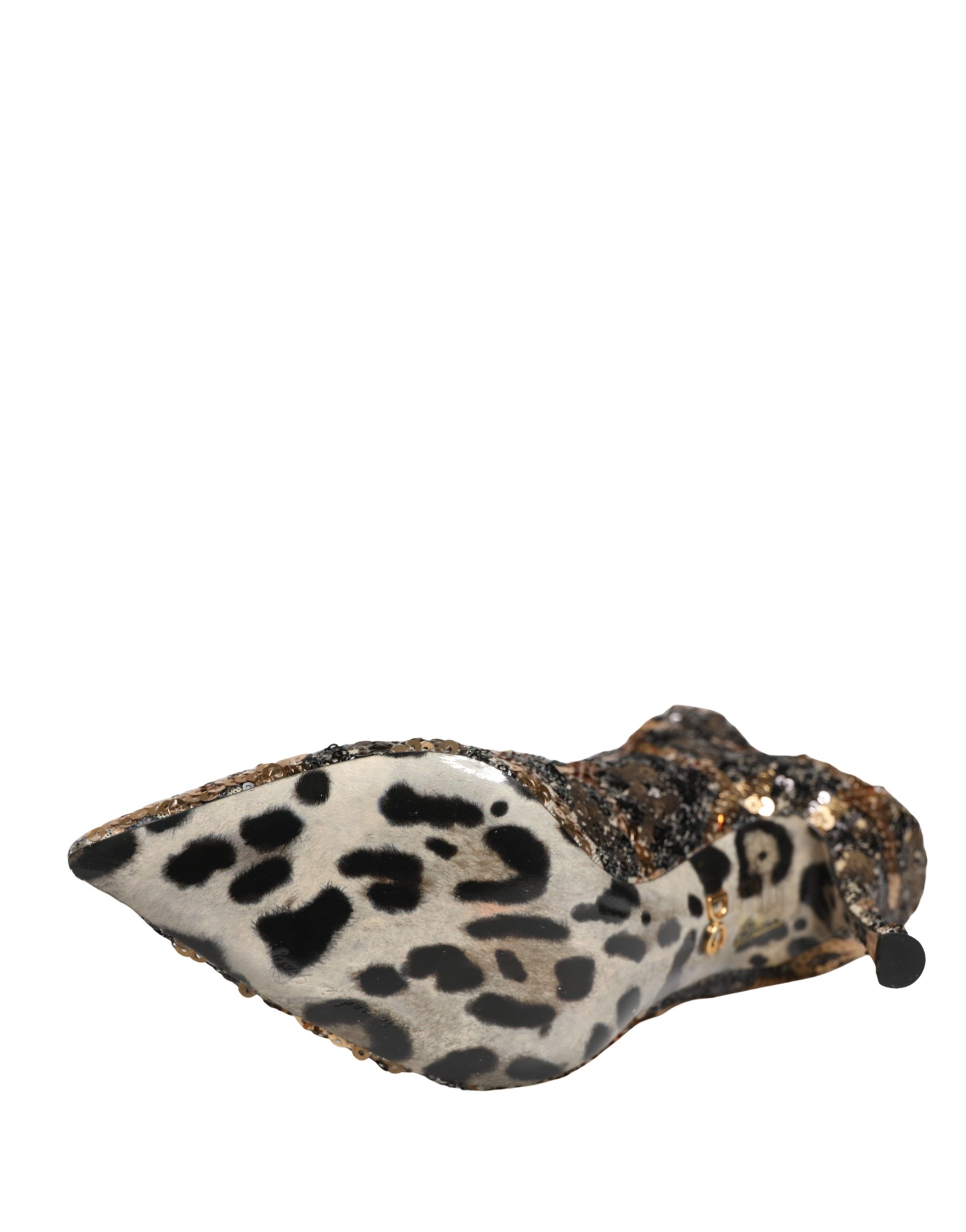 Dolce & Gabbana Gold Leopard Sequin Sock Ankle Boots Shoes - Image 8