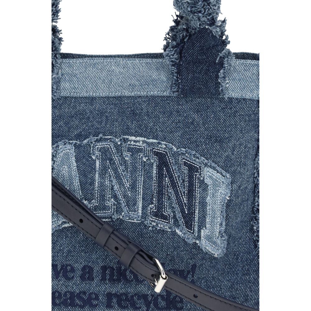 Ganni Blue Cotton Handbag - Image 4