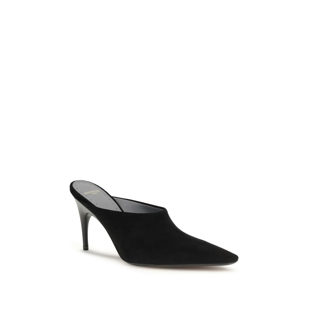 Balenciaga Black Suede Leather Mules - Image 2