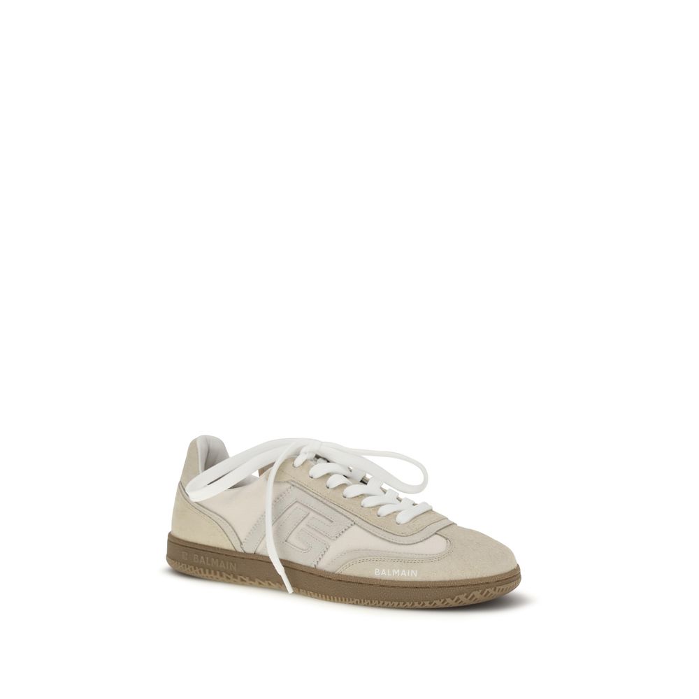 Balmain Beige Suede Leather Athletic Sneakers - Image 2
