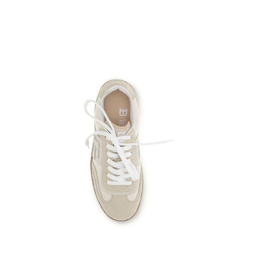 Balmain Beige Suede Leather Athletic Sneakers - Image 4