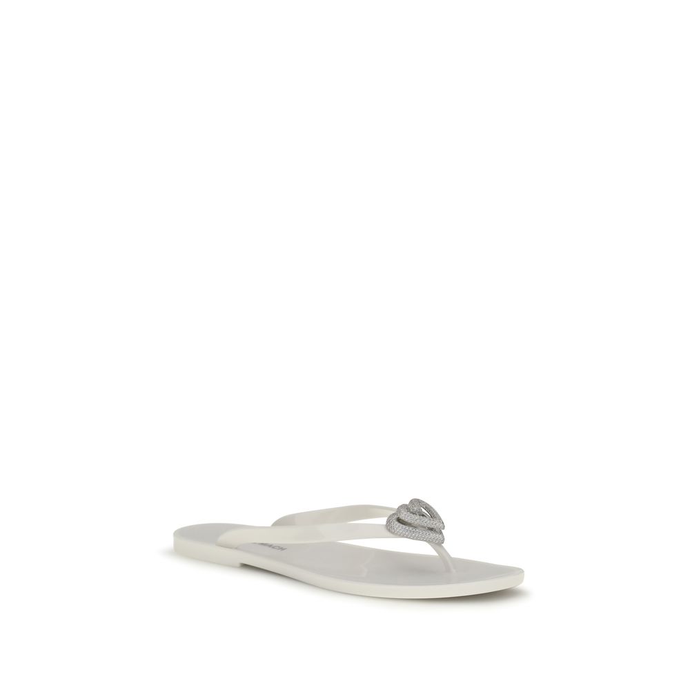 MACH & MACH White Rubber Flat Sandals - Image 2