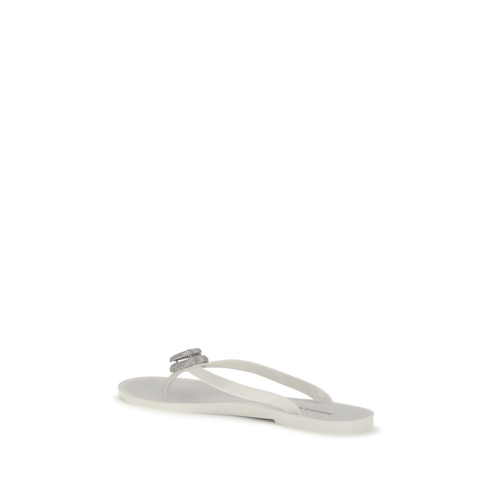 MACH & MACH White Rubber Flat Sandals - Image 3