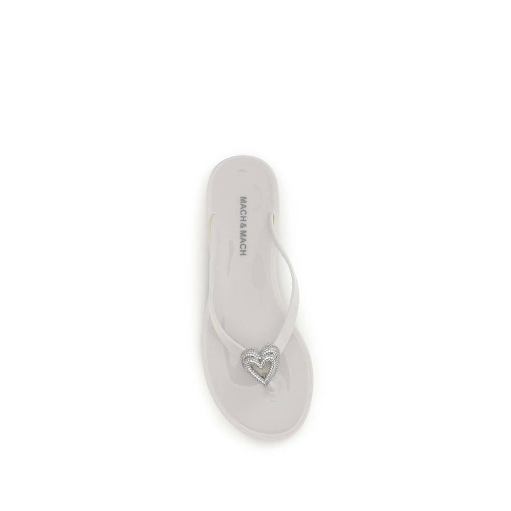 MACH & MACH White Rubber Flat Sandals - Image 4