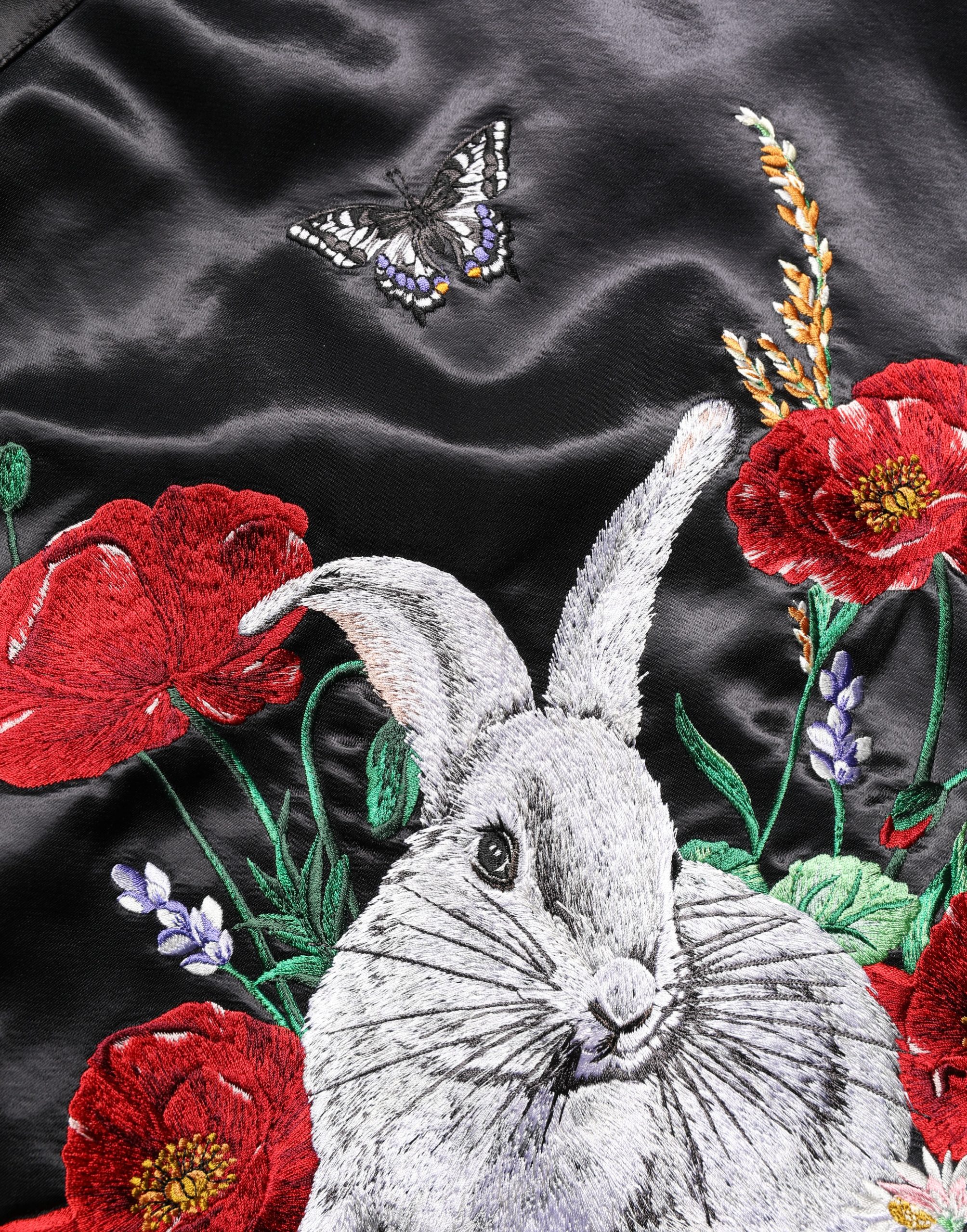 Dolce & Gabbana Black Satin Floral Embroidery Bomber Jacket - Image 7
