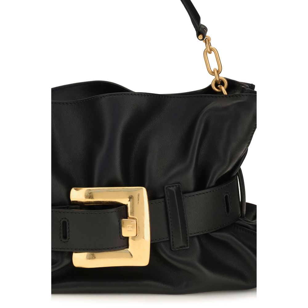 Balmain Black Calf Leather Bos Taurus Shoulder Bag - Image 4