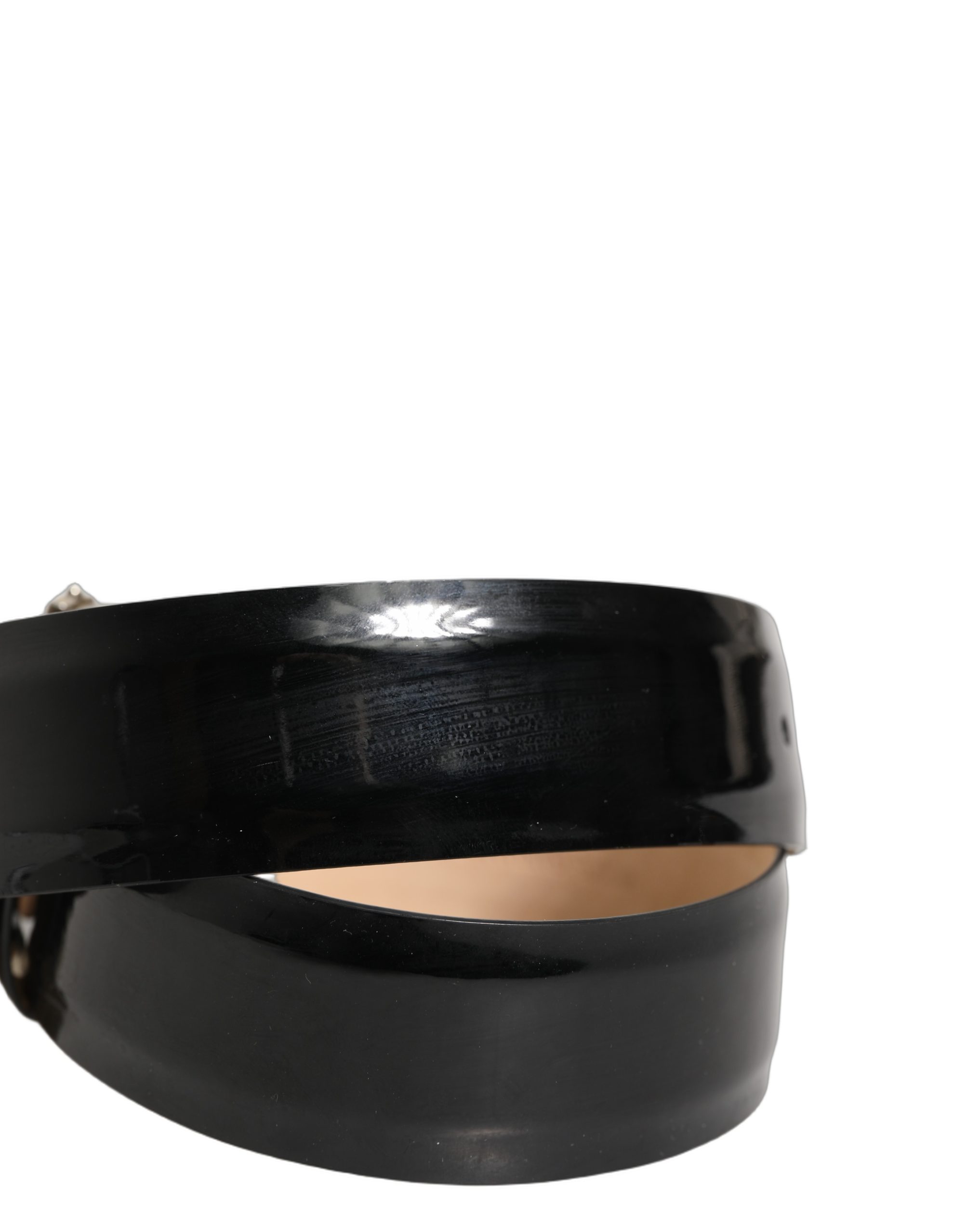Dolce & Gabbana Black Leather Crystal Metal Buckle Belt - Image 4