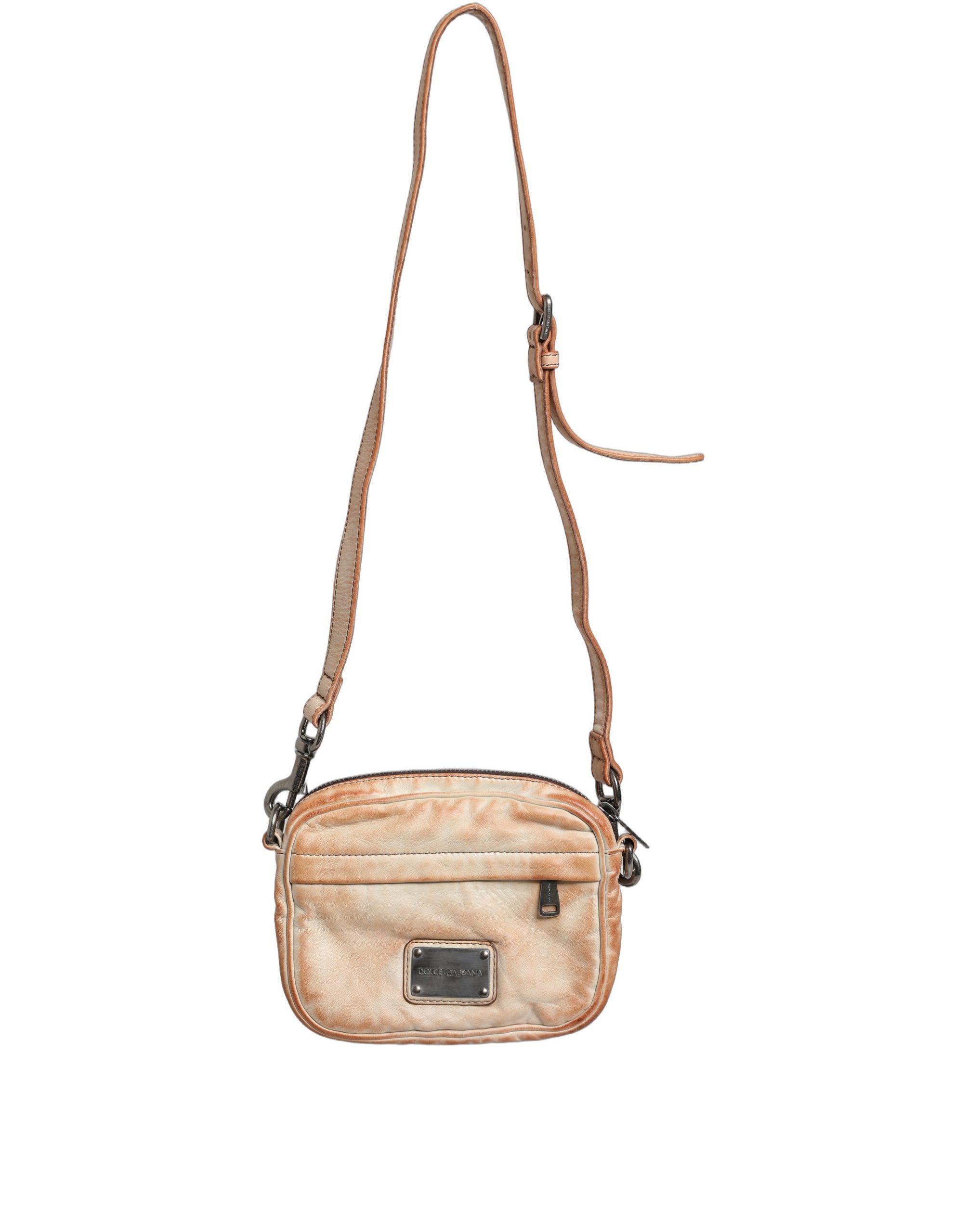 Dolce & Gabbana Beige Vintage Leather Logo Plaque Shoulder Borse Men Bag - Image 5
