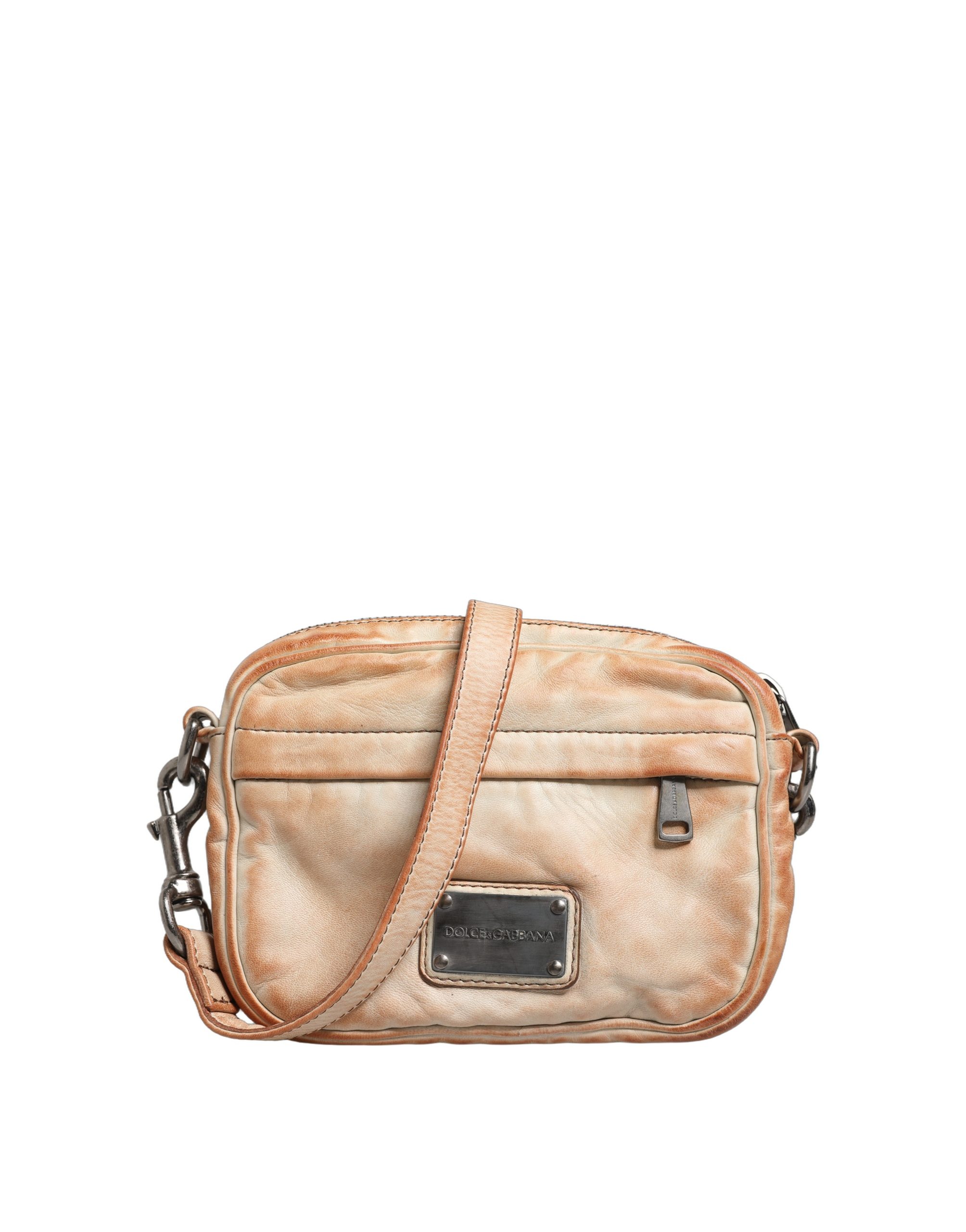 Dolce & Gabbana Beige Vintage Leather Logo Plaque Shoulder Borse Men Bag - Image 2