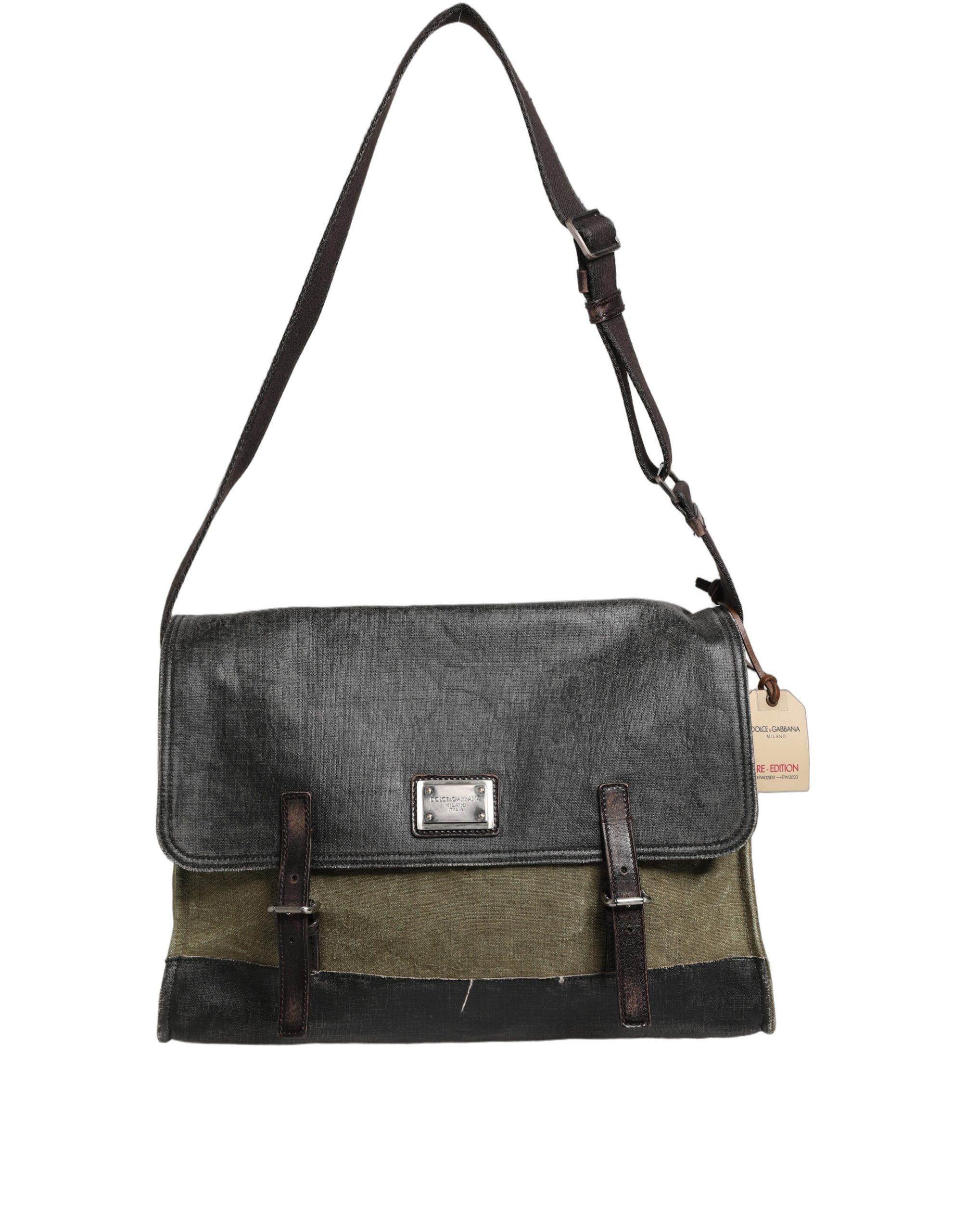 Dolce & Gabbana Military Green Two Tone Messenger Shoulder Borse Men Bag - Image 4